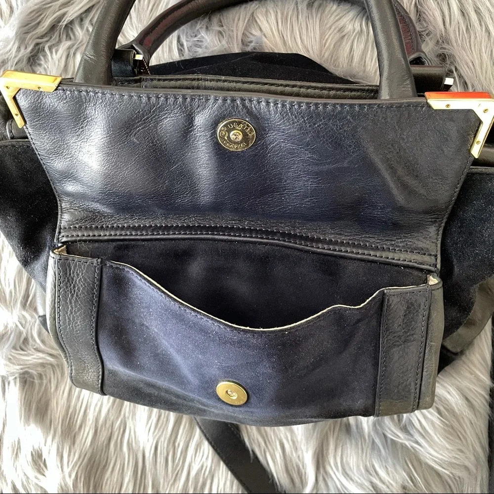 TORY BURCH mae leather & suede satchel